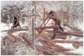leñadores en el bosque 1906 Carl Larsson